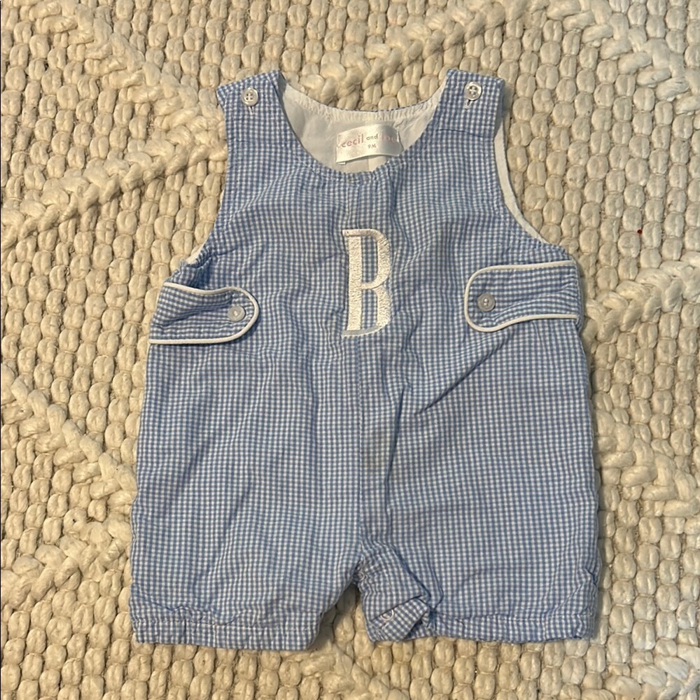 Blue and White Striped One Piece with Fitted Bodice